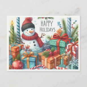 Cute Christmas Snowman Happy Holidays  Postcard