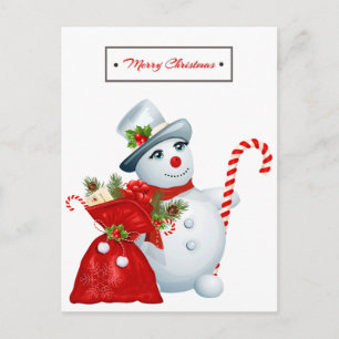Cute Christmas Snowman Holiday Postcard