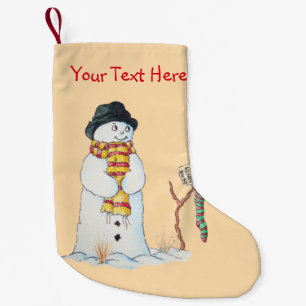 Cute christmas snowman in the snow patchwork small christmas stocking