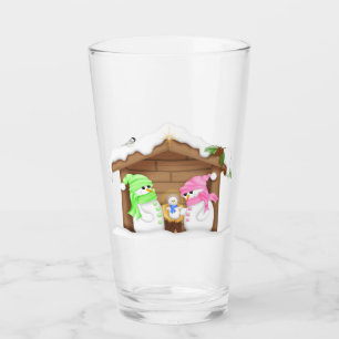 Cute Christmas Snowman Manger Glass