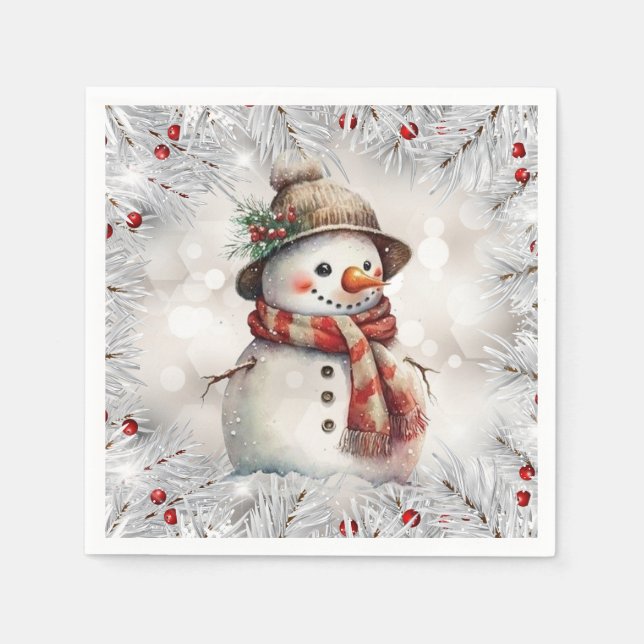 Cute Christmas Snowman  Napkin (Front)