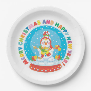 Cute Christmas Snowman  Paper Plate