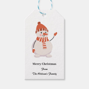Cute Christmas Snowman Personalised Gift Tags