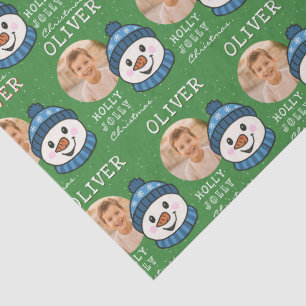 Cute Christmas Snowman Personalised Photo Tissue Paper
