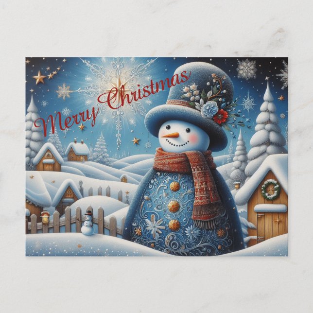 Cute Christmas Snowman Postcard (Front)