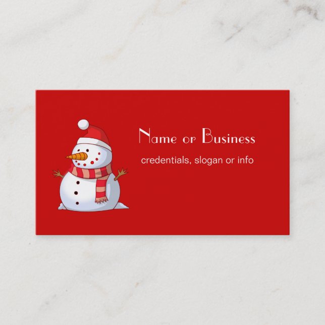 Cute Christmas Snowman Professional Business Card (Front)