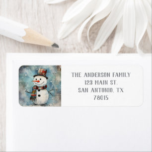 Cute Christmas Snowman Return Address Label