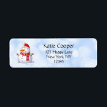 Cute Christmas Snowman Return Address Label<br><div class="desc">A cute Christmas snowman who is kind of chubby and jolly wearing  a striped scarf and a red christmas hat. Festive and fun.</div>