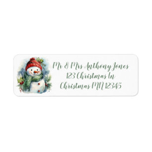 Cute Christmas Snowman Return Address Label