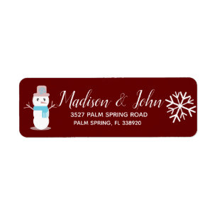 Cute Christmas Snowman Snowflake Address Return Address Label