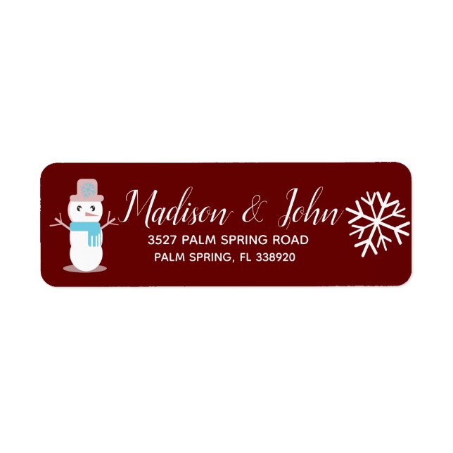 Cute Christmas Snowman Snowflake Address Return Address Label (Front)