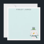 Cute Christmas Snowman Teal Mint Personalised Card<br><div class="desc">Cute Christmas themed stationery with an adorable festive snowman illustration,  personalised with your name.</div>