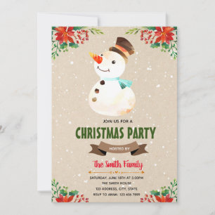 Cute christmas snowman theme invitation