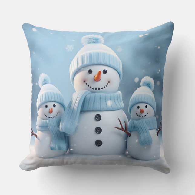 Cute Christmas Snowman Throw Pillow (Front)