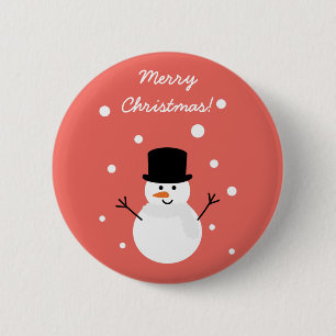 Cute Christmas Snowman Winter Festive Holiday Snow 6 Cm Round Badge