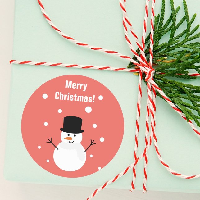 Cute Christmas Snowman Winter Festive Holiday Snow Classic Round Sticker (Creator Uploaded)