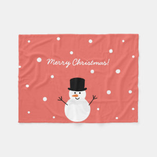 Cute Christmas Snowman Winter Festive Holiday Snow Fleece Blanket