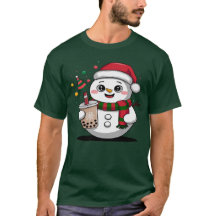 Cute Christmas Snowman with Boba Tea - Adorable 