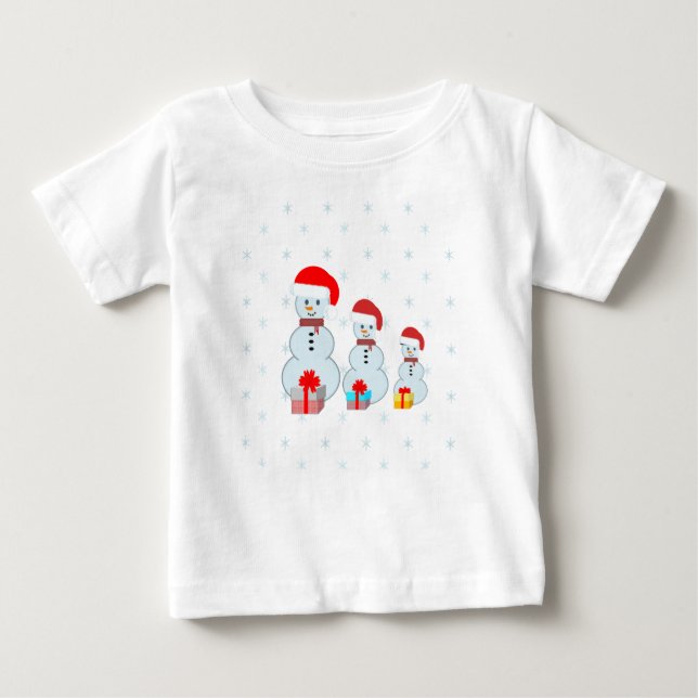 Cute Christmas Snowmen Baby T-Shirt (Front)