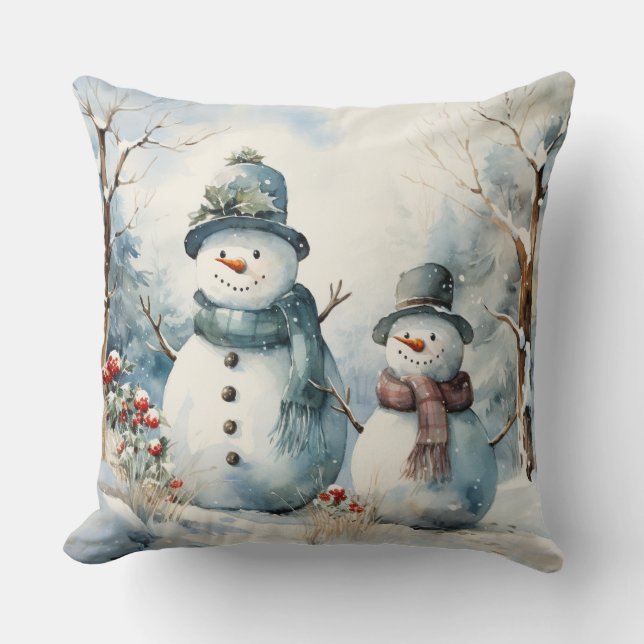 Cute Christmas Snowmen  Cushion (Front)