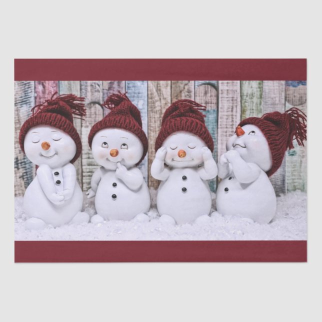 Cute Christmas Snowmen Decoupage Tissue Paper (Front)