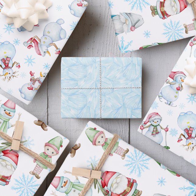 Cute Christmas Snowmen, Elf, Wrapping Paper Sheets (Gnomes, Santa Claus, elf, snowman, ice wrapping paper sheets)