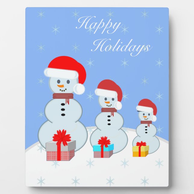Cute Christmas Snowmen Plaque (Front)