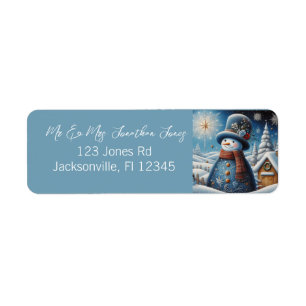 Cute Christmas Snowmen Return Address Label