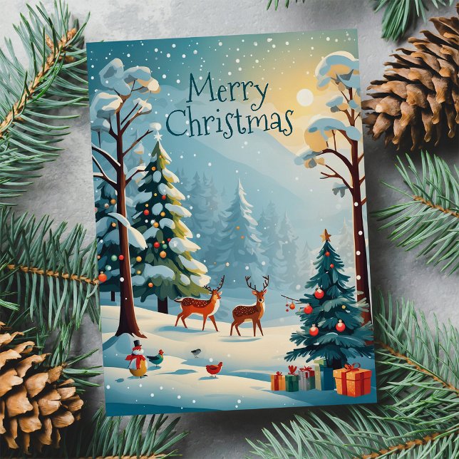 Cute Christmas Snowy Winter Forest Holiday Card (Creator Uploaded)
