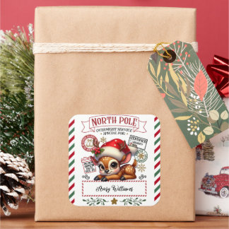 Cute Christmas Special Delivery From Santa Square Sticker