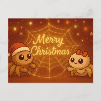 Cute Christmas Spider Couple Holiday Postcard