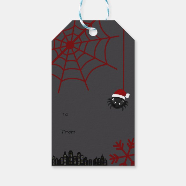 Cute Christmas Spider Personalised Gift Tag (Front)