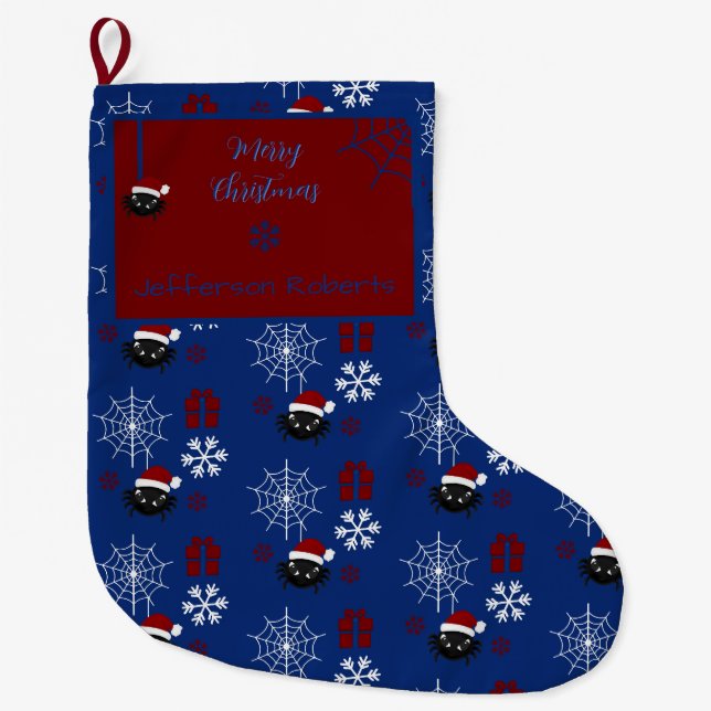 Cute Christmas Spider Personalised Stocking (Front)