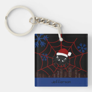 Cute Christmas Spider Personalized Key Ring