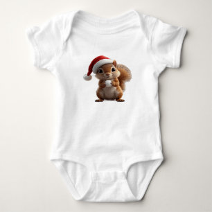 Cute Christmas Squirrel Baby Bodysuit
