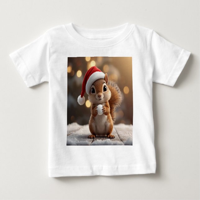 Cute Christmas Squirrel Baby Jersey Tee (Front)