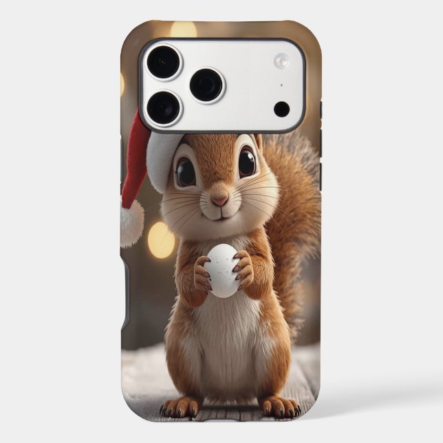 Cute Christmas Squirrel iPhone 17 Pro Max Case (Back)