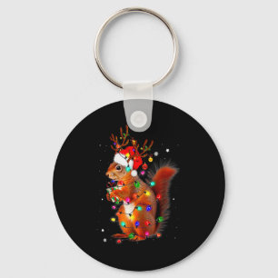 Cute Christmas Squirrel Lights Reindeer Xmas Holid Key Ring