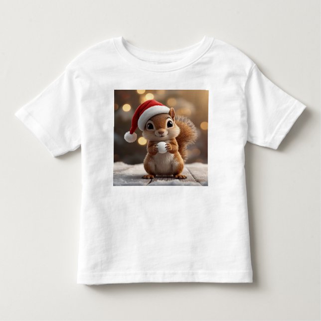 Cute Christmas Squirrel Toddler Jersey Tee (Front)