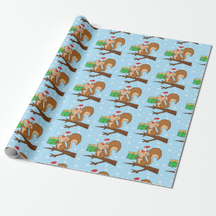 Cute Christmas Squirrel Wrapping Paper