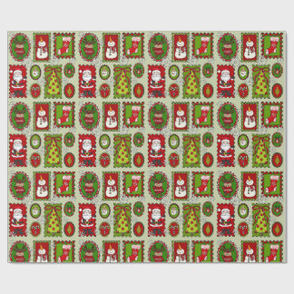 Cute Christmas Stamps Wrapping Paper