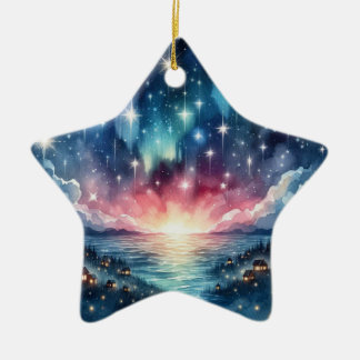 Cute Christmas star-shaped Ornament, starry night Ceramic Ornament