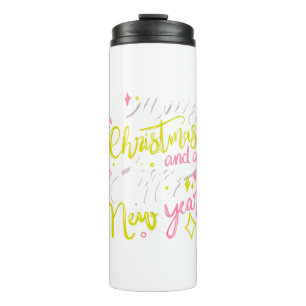 Cute Christmas sticker, greeting typography, Thermal Tumbler