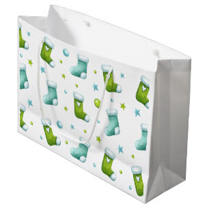 Cute Christmas Stocking Pattern Gift Bag