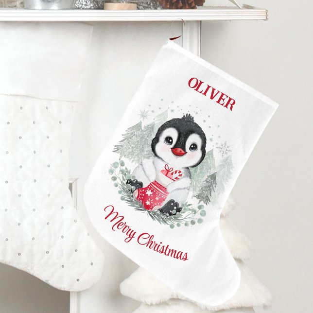 Cute Christmas Stocking Penguin Kids Name (Cute Christmas Stocking Penguin Kids Name)