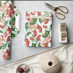 Cute Christmas Stocking Wrapping Paper