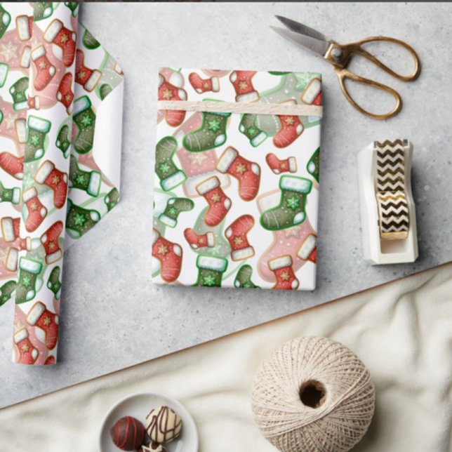 Cute Christmas Stocking  Wrapping Paper (Creator Uploaded)