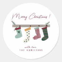 Cute Christmas Stockings Classic Round Sticker