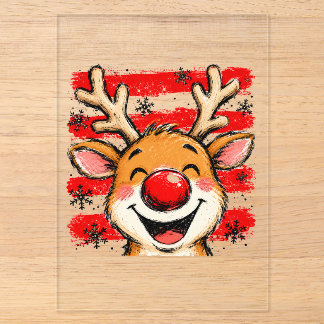 Cute Christmas Stripes Reindeer Acrylic Invitations