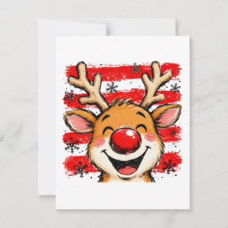 Cute Christmas Stripes Reindeer Invitation